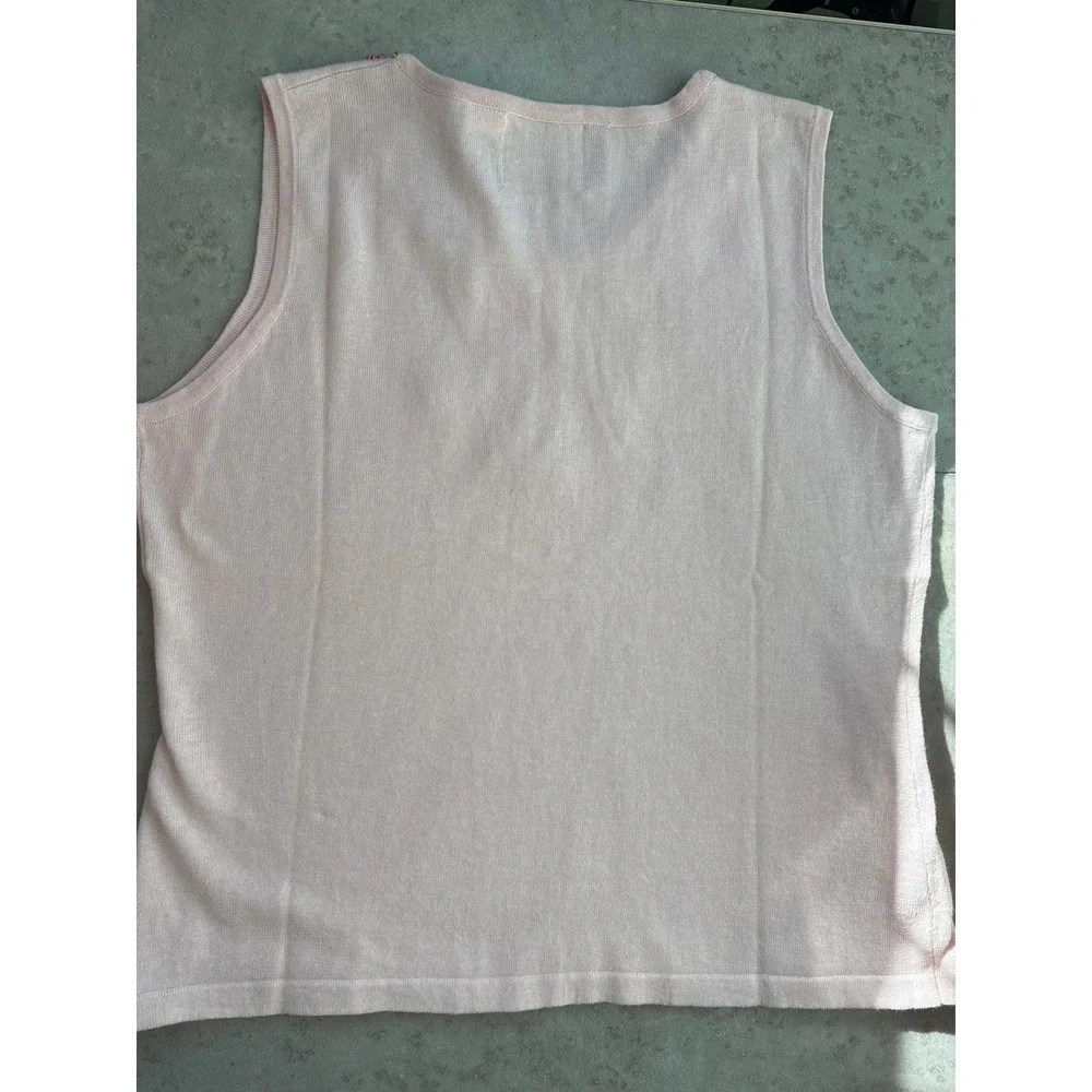 Storybook Knits Pink Beaded Sequins Floral Sleeveless Cottagecore Top NWT Size L - Picture 8 of 9
